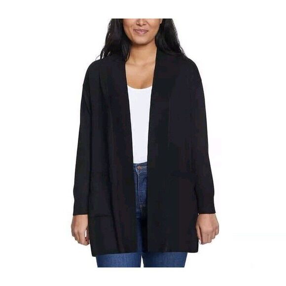 Gloria Vanderbilt Womens Open Front Lightweight Black Cardigan Relaxed Pockets S - Picture 1 of 5